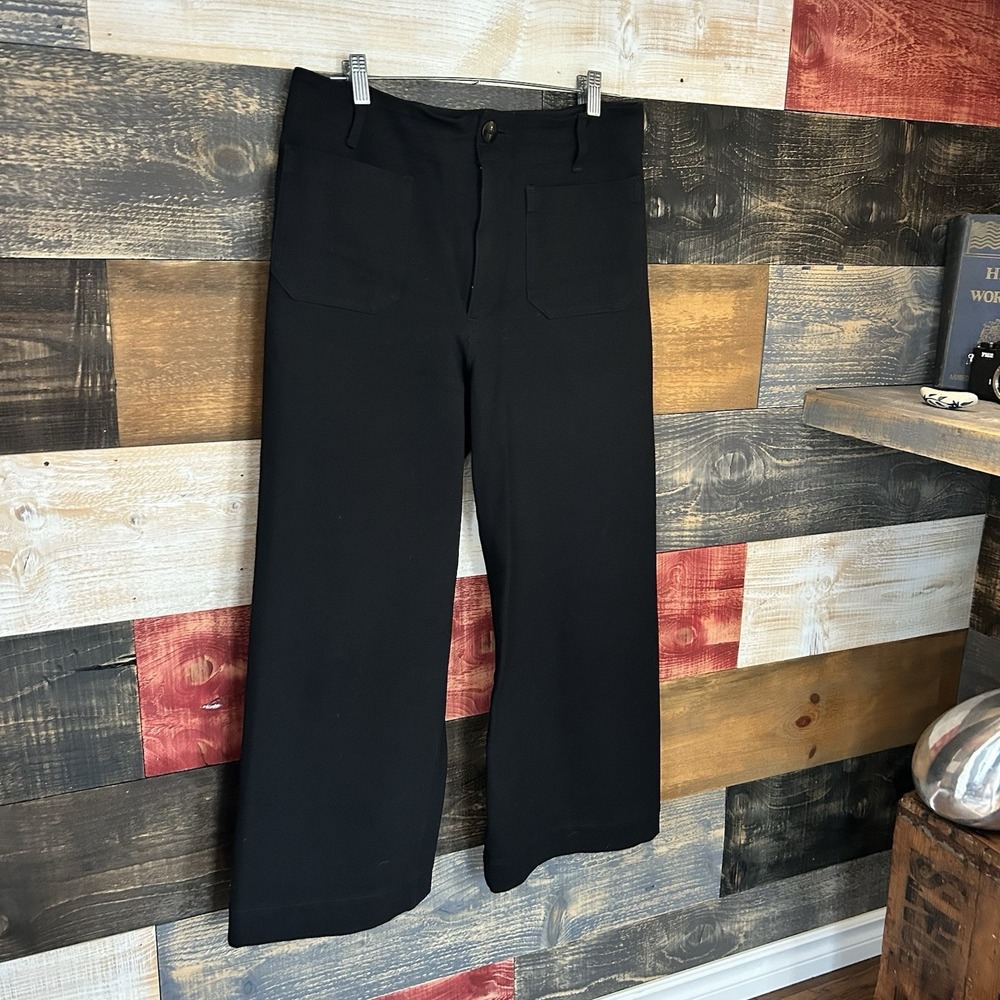 Maeve Jeans Womens 30 Black The Colette High Rise Wide Leg Crop Stretch